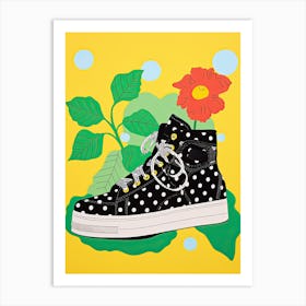 Flower-Adorned Soles: Woman's Shoe Blooms Art Print