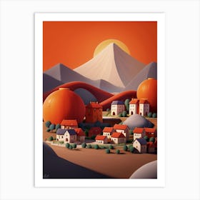 Orange Village Art Print