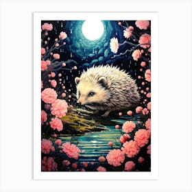 Hedgehog In The Moonlight Art Print