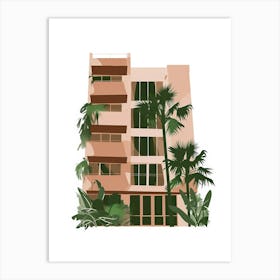 Apartment Building With Palm Trees Art Print