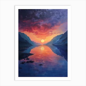 Sunset Over Lake Art Print