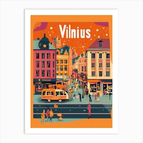 Aihrgdesign A 1970s Inspired Travel Poster For Vilnius Depict Ec2e77b4 48ea 437d B040 209aa0fe04cb 1 Art Print