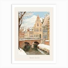 Vintage Winter Poster Bruges Belgium 2 Art Print