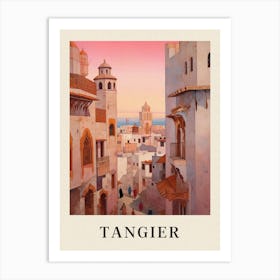 Tangier Morocco 4 Vintage Pink Travel Illustration Poster Art Print