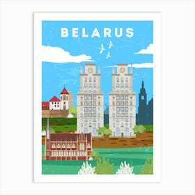 Minsk, Belarus - Retro travel minimalist poster 3 Art Print