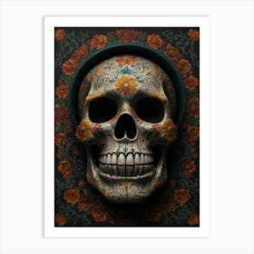 Skull With Flowers Art Print