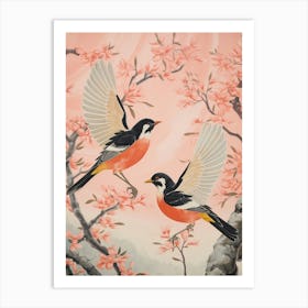 Vintage Japanese Inspired Bird Print Robin 8 Art Print