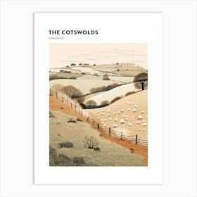 The Cotswolds England 4 Hiking Trail Landscape Poster Art Print