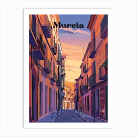 Murcia Spain Sunset Travel Illustration Art Print