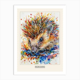 Hedgehog Colourful Watercolour 3 Poster Art Print