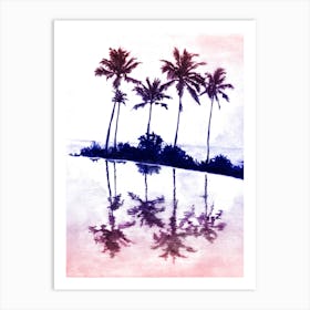 Palm Tree Reflections Sunset Art Print