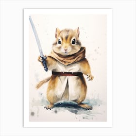 Chipmunk As A Jedi Watercolour 2 Art Print