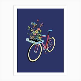 Bike And Flowers Art Print