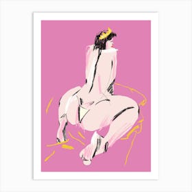 Female Nude Back View Pink Art Print