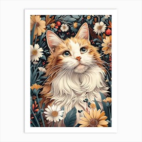 Cat In Flowers 3 Art Print