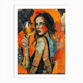 Mysterious Lady With A Glass Of Golden Wine Pt. 2 Art Print