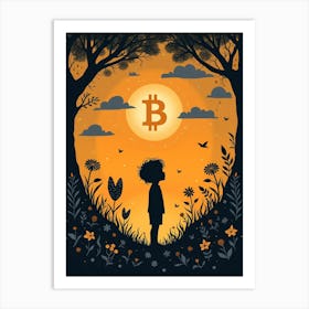 Bitcoin Boy In The Forest Art Print