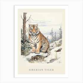 Beatrix Potter Inspired  Animal Watercolour Siberian Tiger 2 Art Print