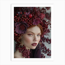 Portrait Of A Woman Wearing A Berry Crown Art Print