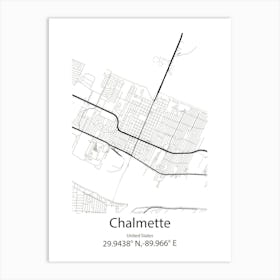 Chalmette,United States Minimalist Map Art Print