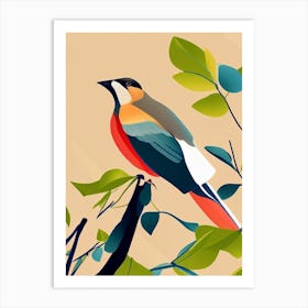 Cedar Waxwing Pop Matisse 2 Bird Art Print