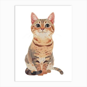 American Shorthair Cat Clipart Illustration 1 Art Print