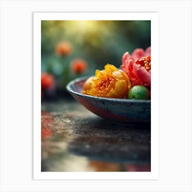 Peonies In A Bowl Art Print