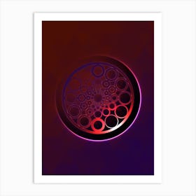 Geometric Neon Glyph on Jewel Tone Triangle Pattern 097 Art Print