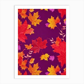 Abstract Autumnal Wallpaper Featuring A Vivid Top View Of An Oak And A Maple Tree Their Branches Ab (3) Art Print