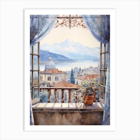 Winter Cityscape Lake Como Italy 1 Art Print