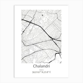 Chalandri,Greece Minimalist Map Art Print