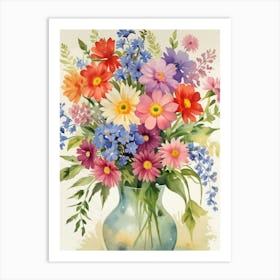 A vase of spring flowers Art Print