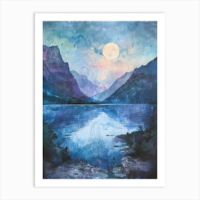 Moonlight Over Lake Art Print