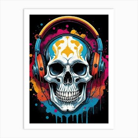 Skull With Headphones Pop Art (6) Art Print