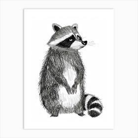 B&W Raccoon Art Print