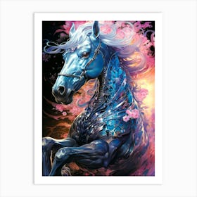 Blue Horse Art Print