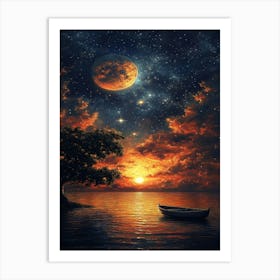 Moon And Stars 19 Art Print