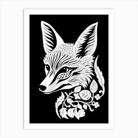 Linocut Fox Illustration 1  Art Print