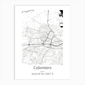 Colomiers,France Minimalist Map Art Print