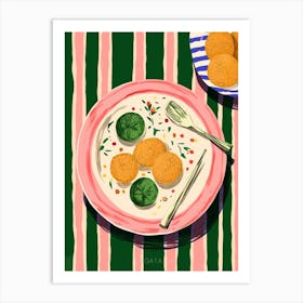 A Plate Of Greek Salad, Top View Food Illustration 4 Art Print