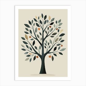 Apple Tree Minimal Japandi Illustration 5 Art Print