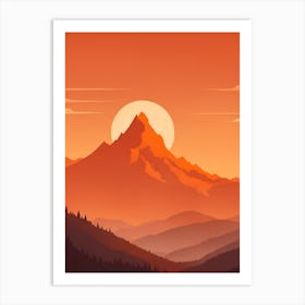 Misty Mountains Vertical Composition In Orange Tone 349 Art Print