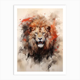 Lion Art Painting Chinese Brush Painting Style 1 Art Print