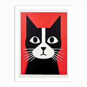 Cubist Canvas of Cats: Minimalism in Whiskered Wonders Art Print