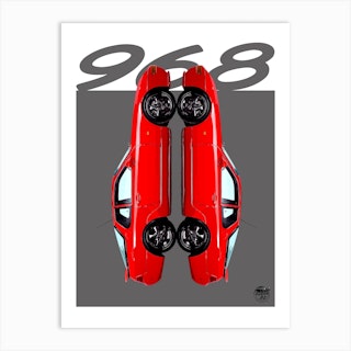 Porsche 968 Guards Red Classic Car Art Print