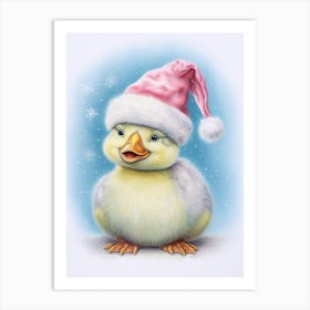 Christmas Hat Duckling 4 Art Print