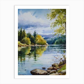 Watercolour Of A Lake 2 Art Print