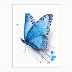 Common Blue Butterfly Graffiti Illustration 3 Art Print