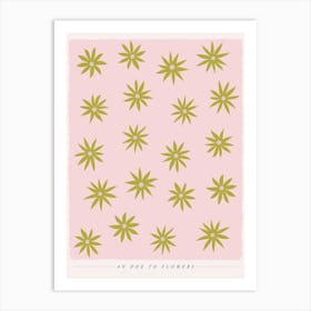 Ode To Flowers Green And Pink Art Print