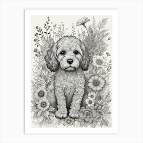 Poodle In The Garden 1 Art Print